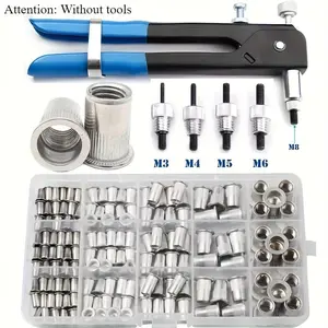 Stainless Steel Nutserts Set, M3-M12, Polished Finish, Partial Thread Coverage, Right-Hand Thread, Flat Head Threaded Inserts for Sheet Metal Assembly & Furniture Repair