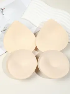 2 Pairs Breathable Thickened Bra Pads, 2 Shapes (Teardrop/Round), Soft Skin-Friendly Sponge Inserts for Daily Wear, Bikini, Wedding Dress, Sports Bra, No Sweat Buildup, Push Up Enhancer for Small Bust, Removable Replacement Padding