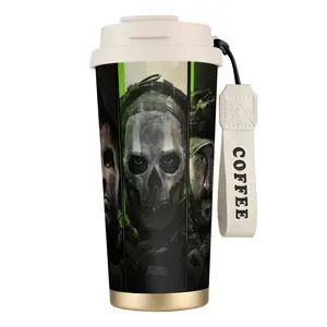 Call of Duty Warzone Stainless Steel Tumbler, Intense Gamer Double-Wall Insulated, Easy Carry Dual-Drink Cold/Hot Bottle, Great for Streamers, Outdoor Ops. water bottle with strap