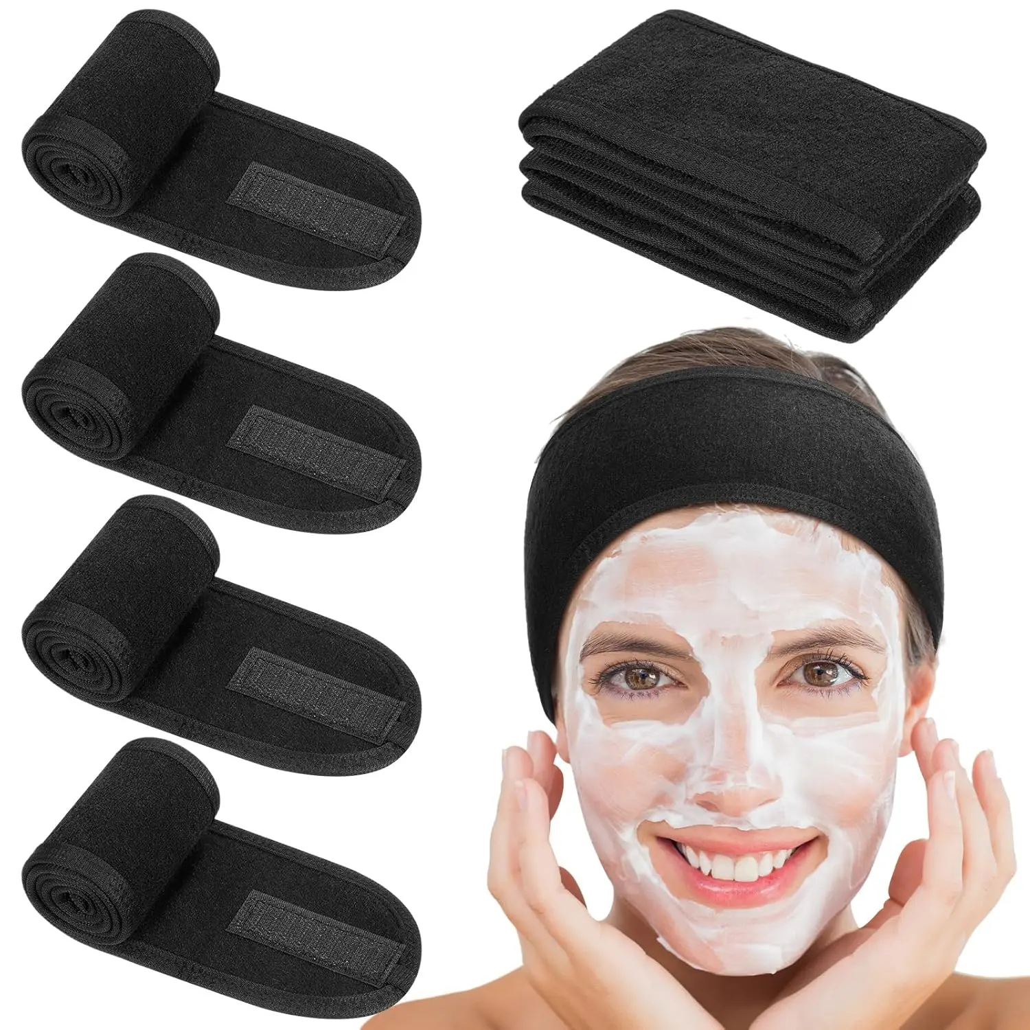 4 Pack Spa Facial Headbands for Women, Adjustable Face Wash Headband Make Up Wrap Head Stocking Stuffers for Women