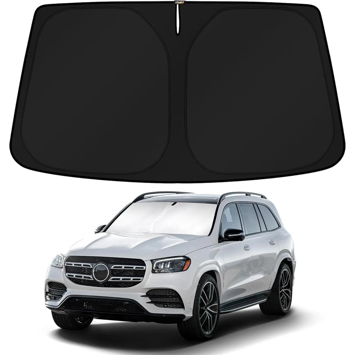 Custom Fit Windshield Shade for 2020-2025 Mercedes-Benz GLS-Class SUV, 210T Reflective Double-Layer Sun Visor Protector, Elastic Memory Steel Wire, Easy to Install, Foldable, UV-Ray Blocking Car Exterior Accessory, Car Sunshade Windshield Outside, Windshi