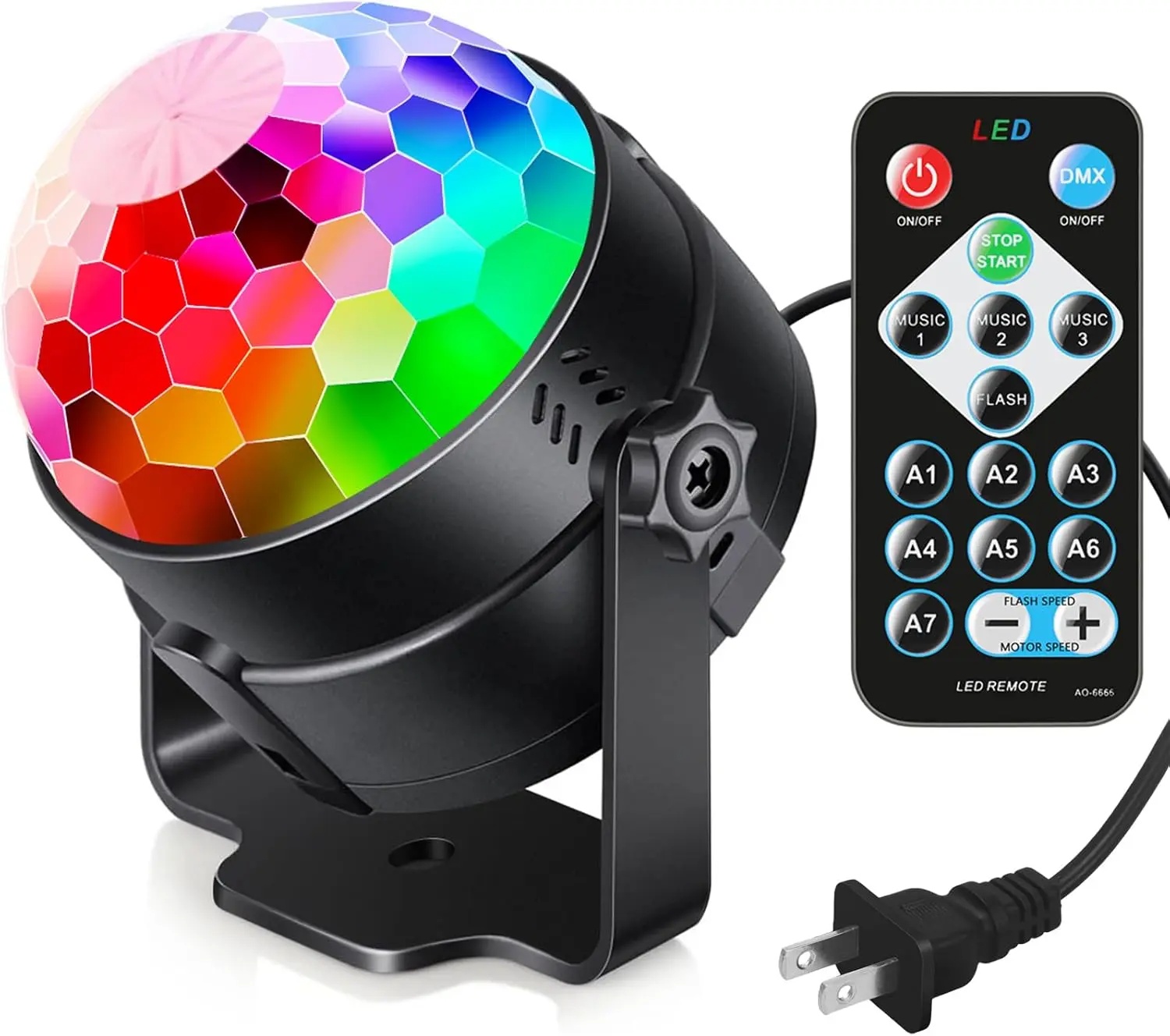 DJ Disco Ball Party Lights Sound Activated with Remote – Strobe Stage Light for Birthday Karaoke Dance Party, New Years Eve Halloween Christmas Decorations Stocking Stuffers