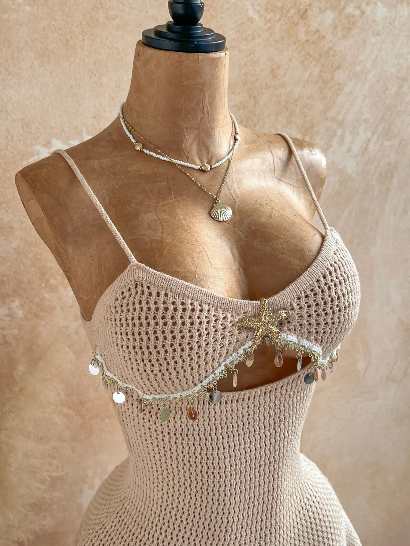 Women's Crochet Knit Dress  Hollow Out Starfish Tassel Mini Dress, Boho  Beach Vacation, Festival, Party Outfit - TikTok Shop