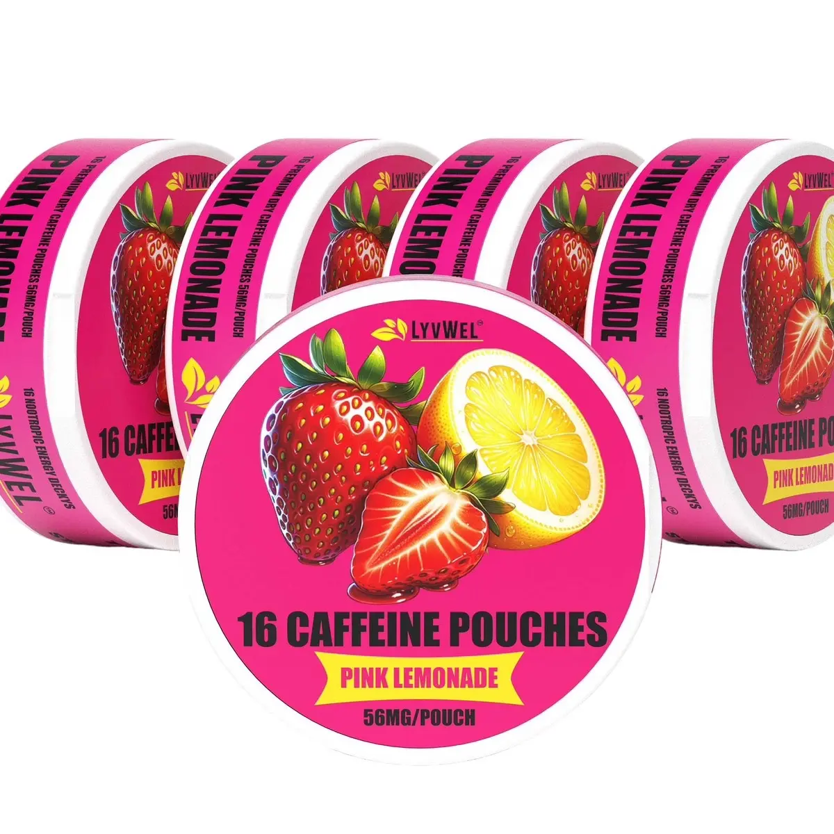 LyvWel Energy Pouches (5 Pack) (56mg & 72mg fuel/pouch) energy Decky + lip pillow+ pre-workout+caffeine pouches +nootropics+coffee+energy pouches+upper decky