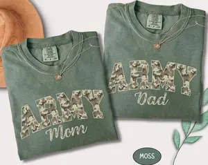 Army Family T-Shirt, Army Mama and Dad Shirt, Military Mom Gift For Proud Army Father Tee, Soldier Mother Outfit, Camo Army Momma Tee- mama shirts-men's clothing