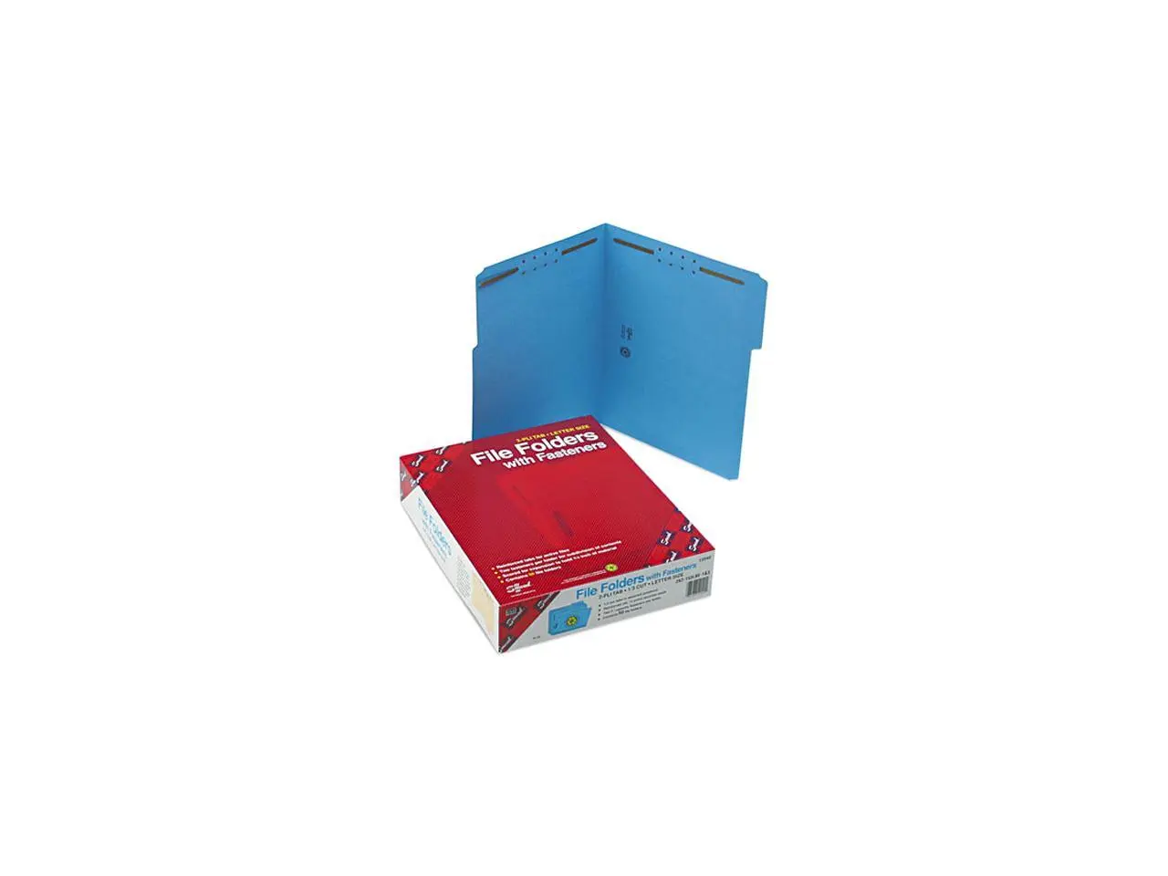 Smead 12040 Folders, Two Fasteners, 1/3 Cut Assorted Top Tab, Letter, Blue, 50/Box