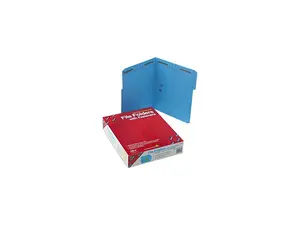 Smead 12040 Folders, Two Fasteners, 1/3 Cut Assorted Top Tab, Letter, Blue, 50/Box