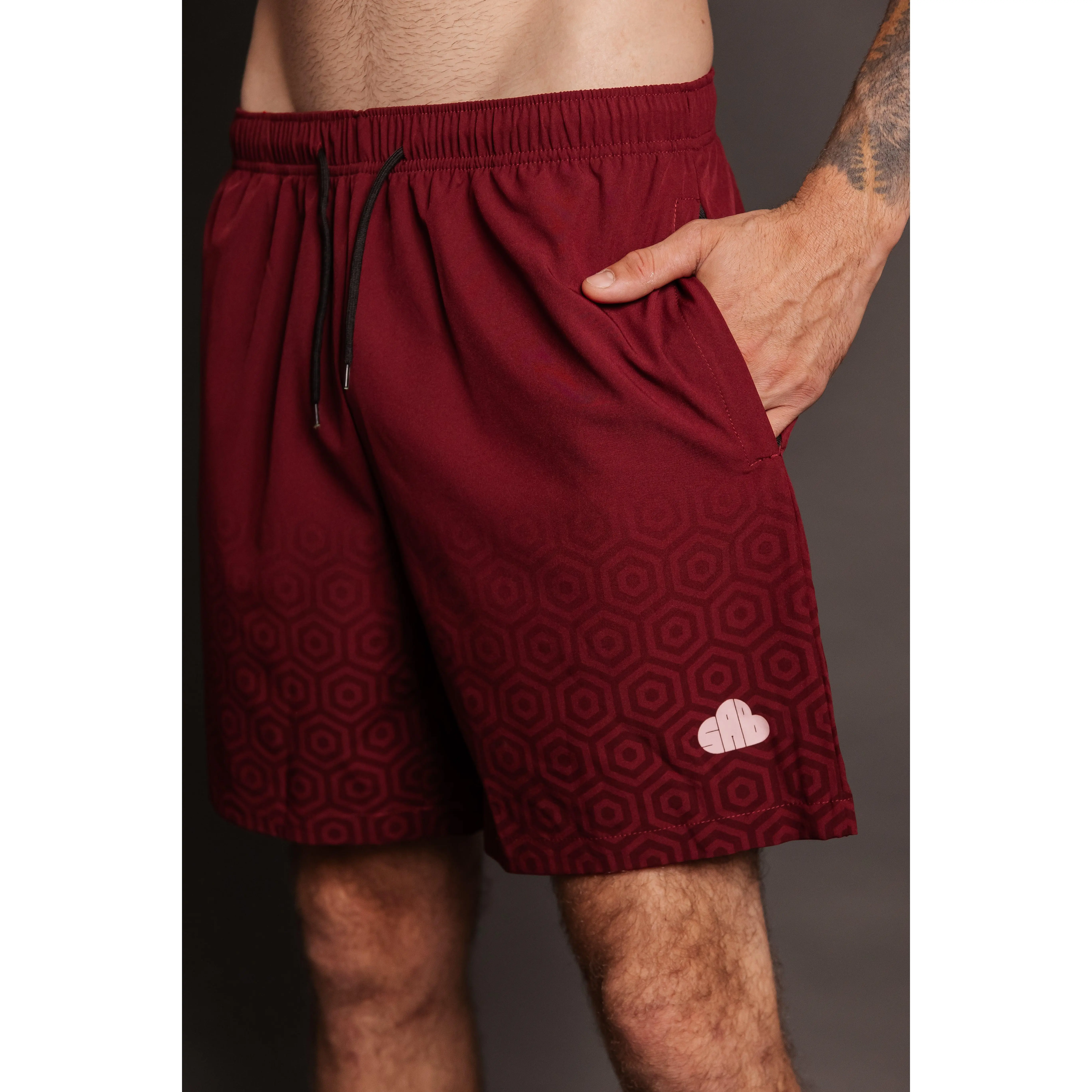 Momentum Maroon Hexagon Shorts
