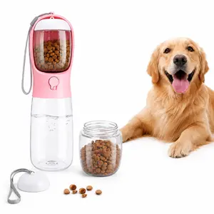 Pet Water Bottle with Food Container, Travel Puppy Water Bowl, Portable Pet Dispenser, Dog Gift Stuff Accessories Items, Puppy Essentials Necessities for Dog&Cat Walking and Hiking