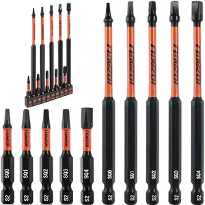 10 count Square Drive Bits Set, 6" & 2" Long Premium S2 Alloy Steel Square Bit Set #0, 1, 2, 3, and #4  Square Drill Bit Set,1/4 Inch Hex Shank.