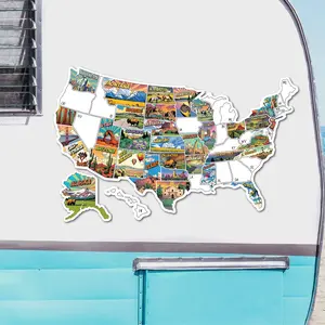 Sticker Travel Map of the U.S.A., RV/Camper Decal, 50 States Traveled, 17x11