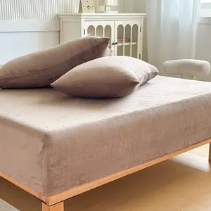 Fleece Bedding Bedsheet Sets, Bed Sheets Set, 3 Counts/set Including 1 Count Fitted Sheet & 2 Counts Pillowcase without Filler, Soft Warm Bedding Set for Bedroom & Guest Room