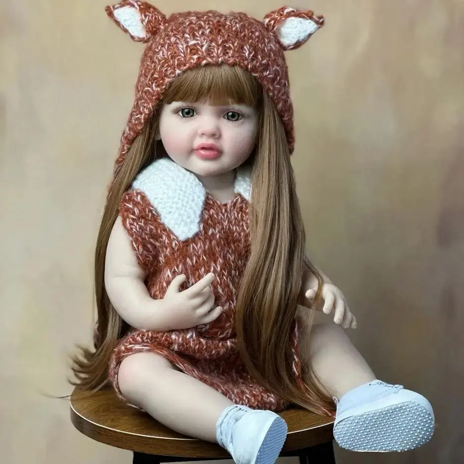 GUESSBELLY Lifelike Reborn Baby 55cm 22inch Girl Newborn Doll with Full Soft Vinyl Body Princess Toddler Bebe Birthday Gift