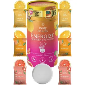 Body Restore Shower Steamers Aromatherapy 6 Pack – Mothers Day Gifts for Mom, Birthday Gifts for Women, Relaxation Stress Relief Self Care – Citrus Essential Oil Tablets
