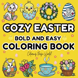 Cozy Easter Coloring Book: 50 Bold and Easy Easter-Themed Designs for a Fun, Relaxing, and Stress-Free Coloring Experience for Kids, Adults, and Seniors (Bold & Easy Coloring Books Series), Paperback