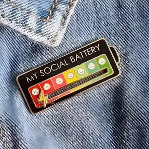 Social Battery Pin - My social battery creative lapel pin, fun enamel emotional pin 7 days a week,Functional Aesthetic Brooch