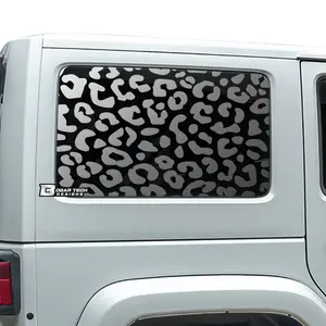 Precut Leopard Cheetah Rear Side Quarter Window Decal Sticker Fits 4 Door Jeep Wrangler JKU 2011-2018