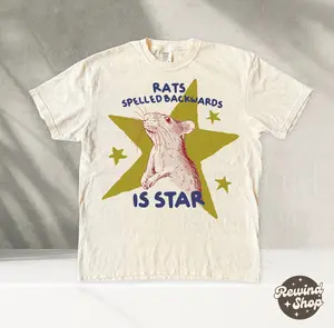 Rats Spelled Backwards is Star, Silly Rat Shirt, Funny Animal Graphic Tee, Weird T-shirt
