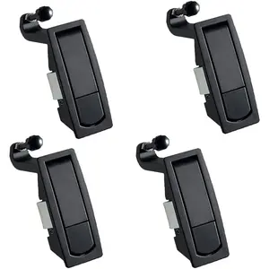 4PCS Black Zinc Alloy Adjustable Hand Operated Non-Locking Compression Latch with Raised Trigger, Flush Lever Latch