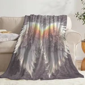 1pc Flannel Blanket With Angel Wings Print - Soft, Warm, And Comfortable For Sofa, Bed, Office - Ideal Gift For Friends And Family, All-Season Use, Office Comfort|Warmthful Decor|Polyester Fiber, Angel 30*40inches Blanket