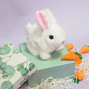 Lifelike Bunny Pal Toy Interactive Toy Rabbit Simulated Pet with Sound and Walking Feature Long Hair Stuffed animals Rabbit Perfect