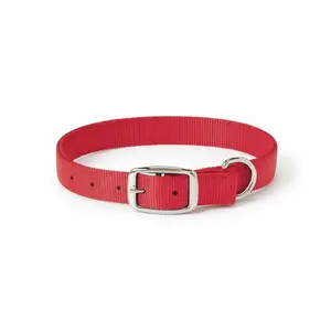 Weaver Leather Prism Classic Dog Collar - 1" x 19" Doubled and Stitched Nylon with Nickel-Plated Hardware