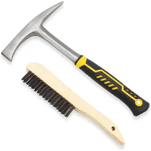 Crusher Hammer, Professional Slag Removal Hammer, Forged Steel Material, 12.6inch , Efficient Removal of Welding Slag and Spatter, Crusher Hammer and Wire Brush Set