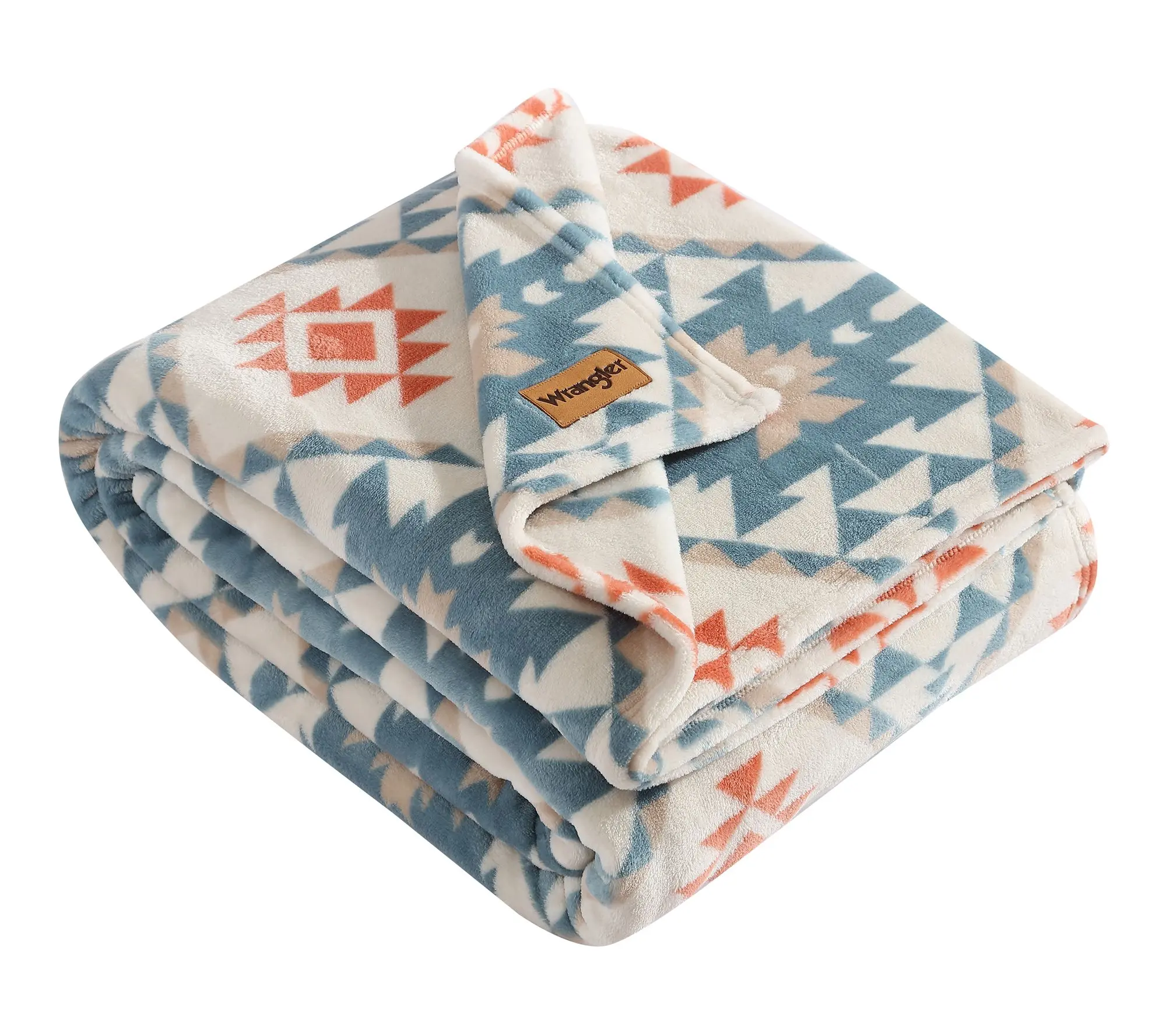 Wrangler Dakota Blue/Orange Plush-Fleece Twin Blanket