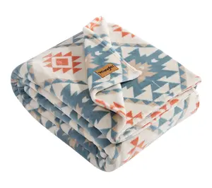 Wrangler Dakota Blue/Orange Plush-Fleece King Blanket Wrangler Dakota Blue/Orange Plush-Fleece King Blanket