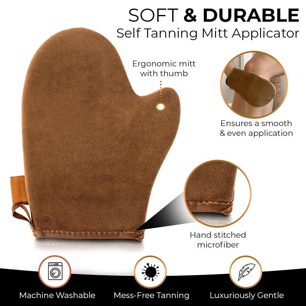 Self Tanning Mitt Applicator With Thumb – Ultra Soft Self Tanner Mitt for Applying Tanning Mousse or Lotion – Machine Washable & Reusable Sunless Tanning Glove for Streak-Free Tan Self Tanning Mitt Applicator With Thumb – Ultra Soft Self Tanner Mitt for Applying Tanning Mousse or Lotion – Machine Washable & Reusable Sunless Tanning Glove for Streak-Free Tan
