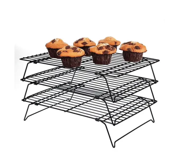 3 Tier Cooling Rack, Stackable Baking Rack Shelf, Kitchen Cookie Cooling Rack Baking Supplies for Bread Cake Biscuits and More (3-Tier Cooling Racks)