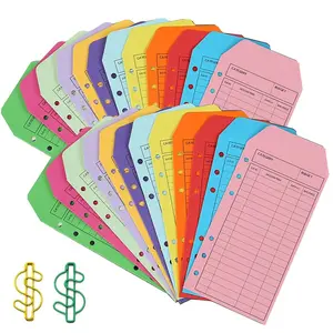 24Pcs Cash Envelopes with 2Pcs Clip for Budgeting, Cardstock Budget Envelope System for Tracking Money Savings Office Supplies