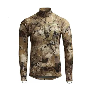 Camo Quarter Zip Pullover | Outdoor Hunting Performance Top No Pocket