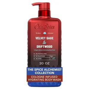 Old Spice Body Wash for Men, The Spice Alchemist Collection, 24/7 Cologne Infused Hydration, No Trade Off Formula, Free of Phthalates Silicones & Dyes, Cashmere + Vanilla Wood Scent, 20 oz