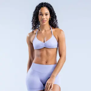 DFYNE Impact Strappy Bra & Short Set – Seamless Sculpting Gym Fit for Women Active Wear Activewear Fitness