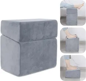 Adjustable Under Desk Foot Rest for Office, High-Density Foam Footrest with 3 Adjustable Heights, Ergonomic Foot Rest with Washable Cover for Home, Airplane Travel, 17 * 11 * 17in Gray