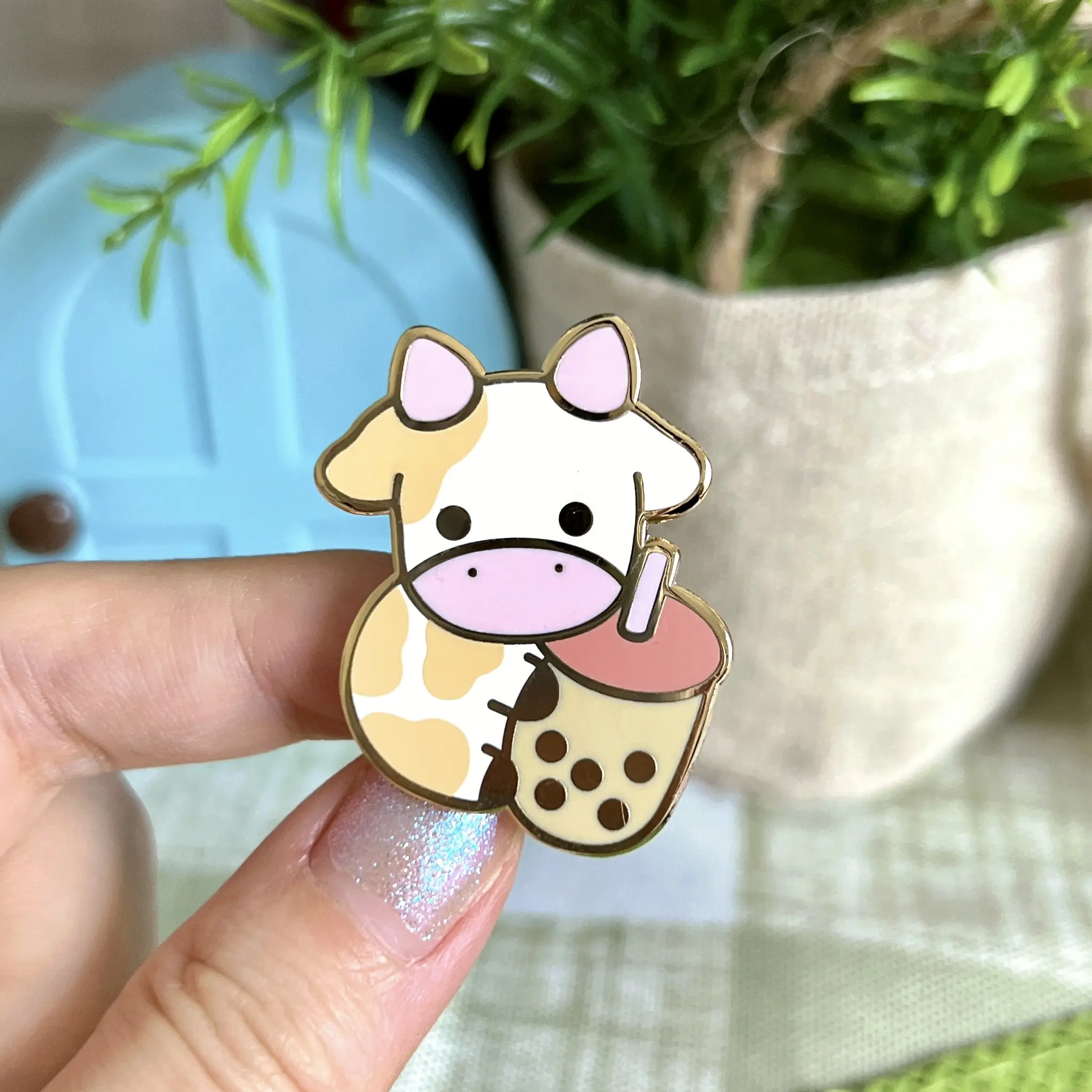 Boba Cow Hard Enamel fashion lapel brooch cute pins bubble tea pinboard kawaii pinbadge backpack pin