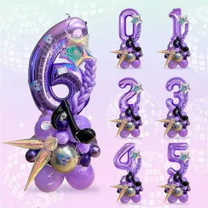 Set of 33 birthday balloons with kpop-themed music, suitable for birthday party decorations with k-pop-themed music and disco themed music, Balloon Garland