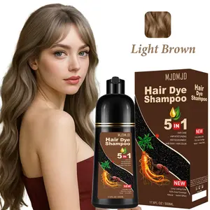 5-in-1 Light Brown Hair Dye Shampoo for Gray Hair, Instant Semi-Permanent Color in Minutes, 100% Gray Coverage, Long-Lasting Up to 4 Weeks, Ammonia-Free Herbal Natural Hair Color Shampoo for Women & Men, 500ml