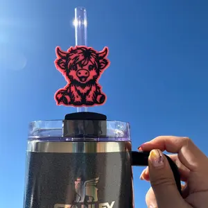 Highland Cow 10 mm Straw topper - Drinkware with Cow Design 3D Printed