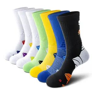 5 Pairs Men's Professional Sports Socks Mid-Length Cotton Cushioned Arch Support Ankle Compression Sweat Absorbent Wear-Resistant Running Basketball All Season Universal Tubesocks Calf High