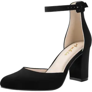 Closed Toe Heels for Women - Black Nude White Silver Gold Closed Round Toe Chunky Block 3 Inch Pumps Shoes