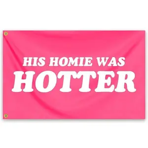 Tapestry  His Homie Was Hotter Pink flag 3x5 Ft Funny Tapestry Man Cave Wall for Room Teen Girls Indoor Outdoor Bedroom and College Dorm Flags Decor tapestry