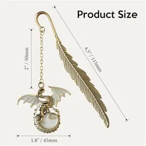 Fantasy Fourth Wing Metal Bookmark Glow in The Dark, Cool Dragon Bookmark Gifts for Women Men Book Lovers Readers (Gold Dragon) Bookmark