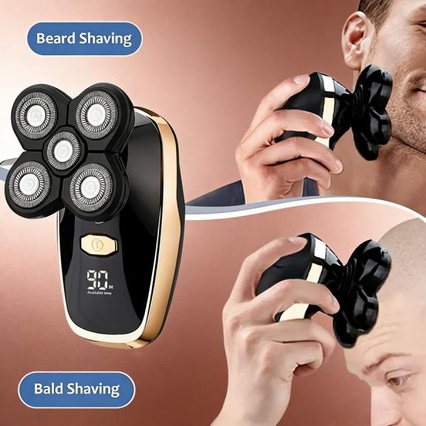 "5-Blade Electric Shaver for Men Women - LED Display Wet Dry Rechargeable Smart Mode Sensitive Skin Full-Body Grooming Tool "