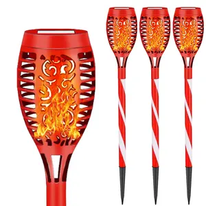 4 Pack Solar Christmas Lights Decorations, Solar Torch Light with Flickering Flame, Waterproof Solar Torches Christmas Decor for Garden, Yard, Porch