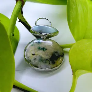 California Dreamin' (Handmade Soft-Soldered Mariposite and Larimar Pendant)