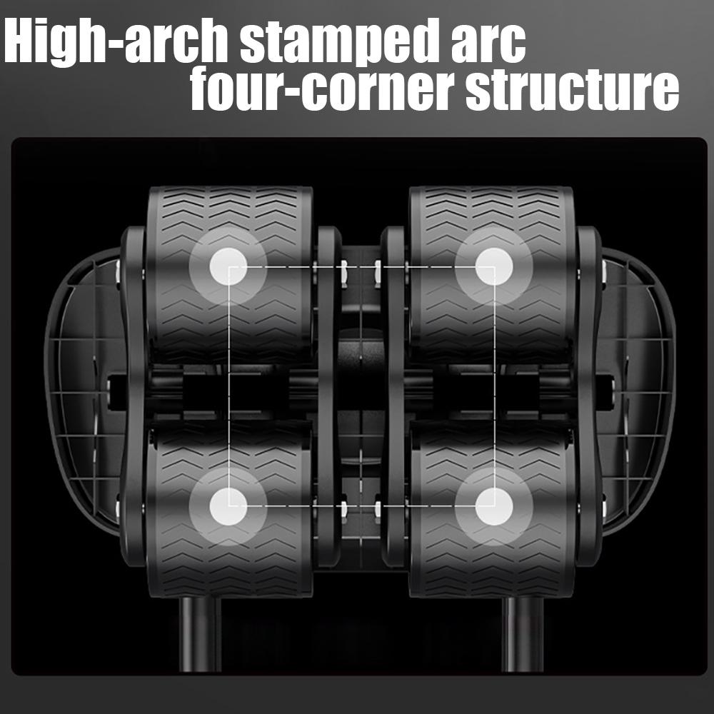 2026 New Four Wheel Ab Wheel Roller with Elbow Support & Timer, Knee Mat Automatic Rebound Abs Equipment