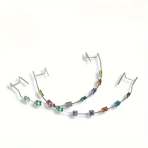 Colorful Temporary Tooth Braces Kit with Metal Bracket Oral Steel - Durable Stainless Steel Temporary Veneer for Oral Use