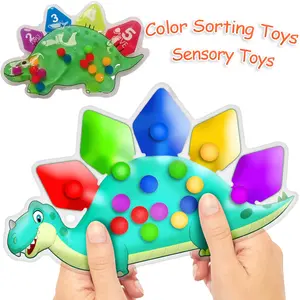 Dinosaur Color Sorting Sensory Toy Gift, Baby Activity Toy, Fine Motor Skills Game, Montessori Learning Pad, Quiet Play for Kids, Sensory Activity Board